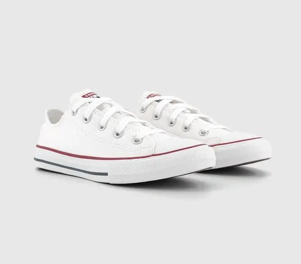 Converse Kids White All Star Low Optical Trainers, 13 Youth