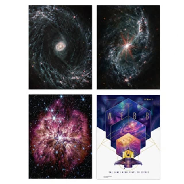 Artery8 Wall Art Print Set Of 4 Nasa James Webb Telescope Images Prelude To Supernova Gas Dust Galaxies Ngc 7496 Ngc 1433