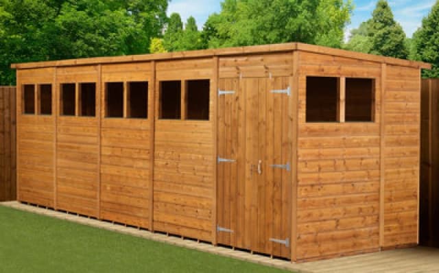 Empire Sheds Empire Modular Pent 20X6 Dipped Treated Tongue And Groove Wooden Garden Shed Double Door Windows (20' X 6' / 20ft X 6ft) (20X6)