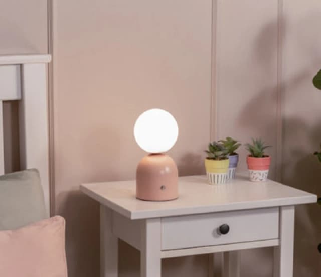 ValueLights Marlow Rechargeable LED Portable Touch Table Lamp Dusty Pink