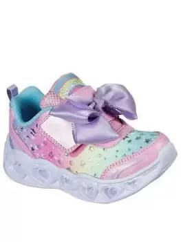Skechers Heart Lights Trainers - Pink/Multi, Pink/Multi, Size 5 Younger