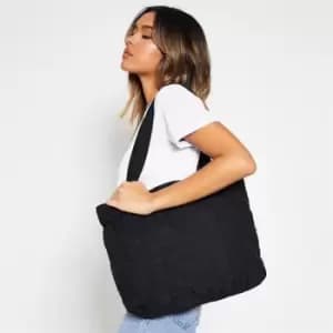 I Saw It First Quilted Tote Bag - Black