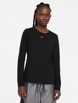 Nike NSW Essential Linear Long Sleeve Top - Black, Size L, Women