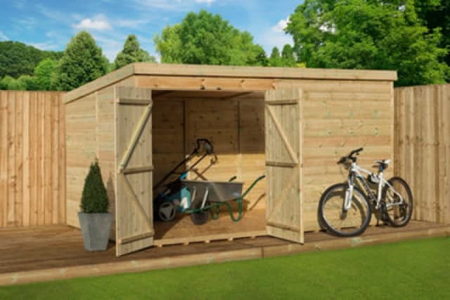 Empire Sheds Empire 4000 Pent 9X7 Pressure Treated Tongue And Groove Wooden Garden Shed Double Door Left (9' X 7' / 9ft X 7ft) (9X7)