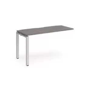 Adapt add on unit single 1400mm x 600mm - silver frame and grey oak top