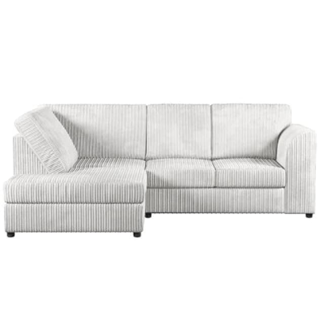 Furnishings For Less UK Luxor Silver Jumbo Cord 4 Seater Corner Sofa Left Hand Facing - Full Back