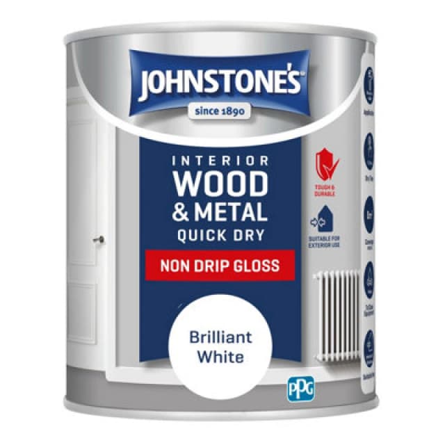 JOHNSTONE'S Interior Quick Dry Gloss Brilliant White 750ml - Brilliant White - Johnstone's 423306