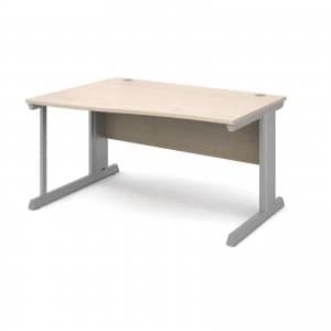Vivo Left Hand Wave Desk 1400mm - Silver Frame Maple Top