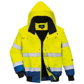 Portwest - C465YRBL - sz L Hi-Vis Contrast Bomber Jacket - Yellow/Red