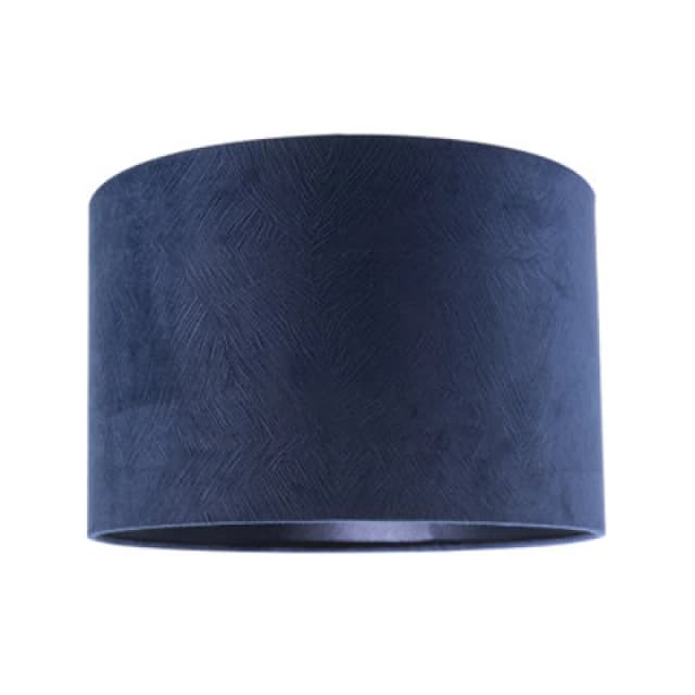 Happy Homewares Contemporary Thin Lined Midnight Blue Velvet Fabric Round Lamp Shade