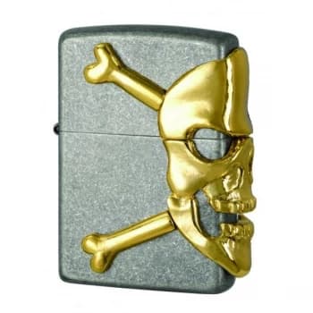 Zippo Big Skull Antique Chrome Windproof Lighter