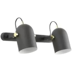 Zumaline Lighting - Zumaline Aries Twin Ceiling Spotlight, Matt Black, Gold, White, 2x E27