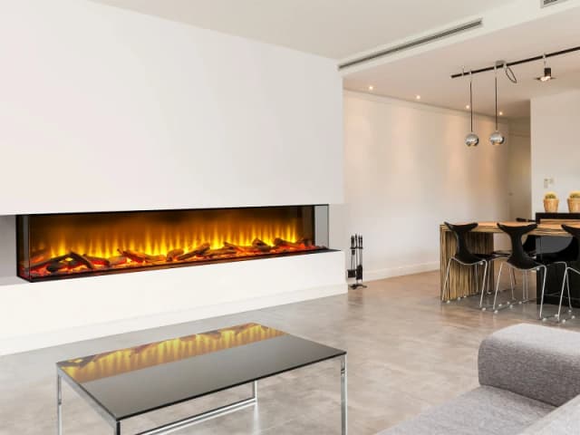 Acantha Fires & Fireplaces Acantha Aspire 200 Panoramic Media Wall Electric Fire in Black Unisex