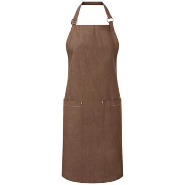 Premier Premier Fairtrade Certified Denim Apron in Brown Brown One Size Unisex 5059699642737
