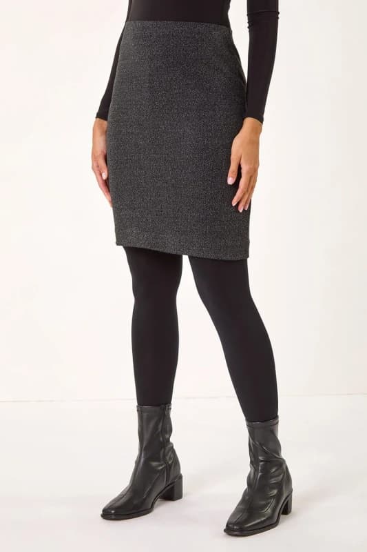 Roman Smart Textured Stretch Pencil Skirt Charcoal