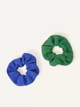 Accessorize 2 X Crinkle Scrunchies, Green, Women