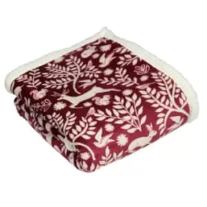 Scandi Woodland Fleece Throw Berry