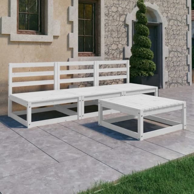 VIDAXL 4 Piece Garden Lounge Set White Solid Wood Pine Vidaxl 8720286464083