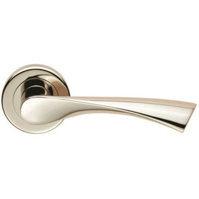 Loops PAIR Angular Twisted Handle on Round Rose Concealed Fix Polished Nickel Metallics