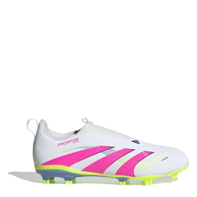 adidas Predator 3 Childrens Laceless Firm Ground Football Boots White/Pink male C11 (29)