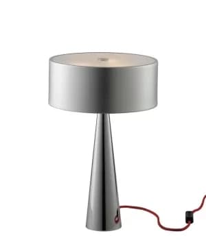 HEMINGUAY 3 Light Cylindrical Table Lamp Silver, Aluminum Lampshade And Glass Diffuser 25x40cm