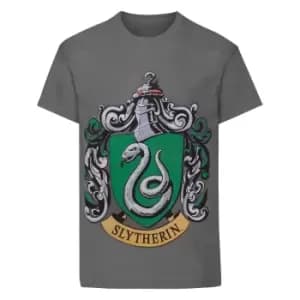 Harry Potter Official Boys Slytherin Crest T-Shirt (5-6 Years) (Charcoal)