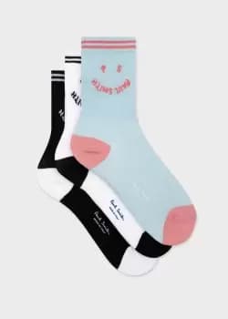 Paul Smith Women'S Ribbed 'Happy' Socks Three Pack