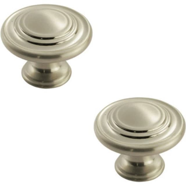 Loops 2x Round Ringed Pattern Door Knob 32mm Diameter Satin Nickel Cabinet Handle Metallics unisex