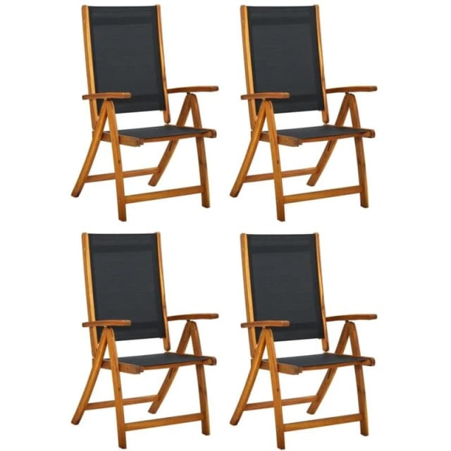 VIDAXL Folding Garden Chairs 4 pcs Solid Wood Acacia and Textilene Vidaxl 8720287177937