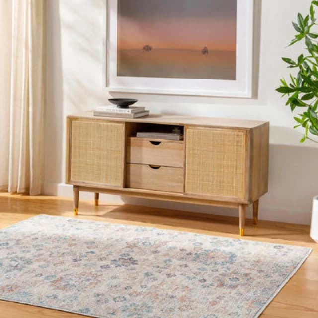 Our Pnw Home X Livabliss Vintage Oriental Boho Grey/light Beige Olympic Area Rug 160 X 213cm - Easy Care, Ideal For Living Room