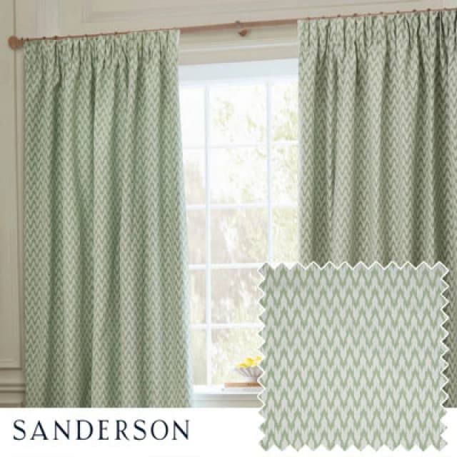 Sanderson Sanderson Hutton Jacquard Room Darkening Pencil Pleat Curtains in Light Green Size: 117cm width x 137cm drop Light Green 117cm width x 137