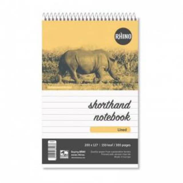 Rhino 200 x 127 Shorthand Notepad 300 Page Feint Ruled 8mm (Pack...