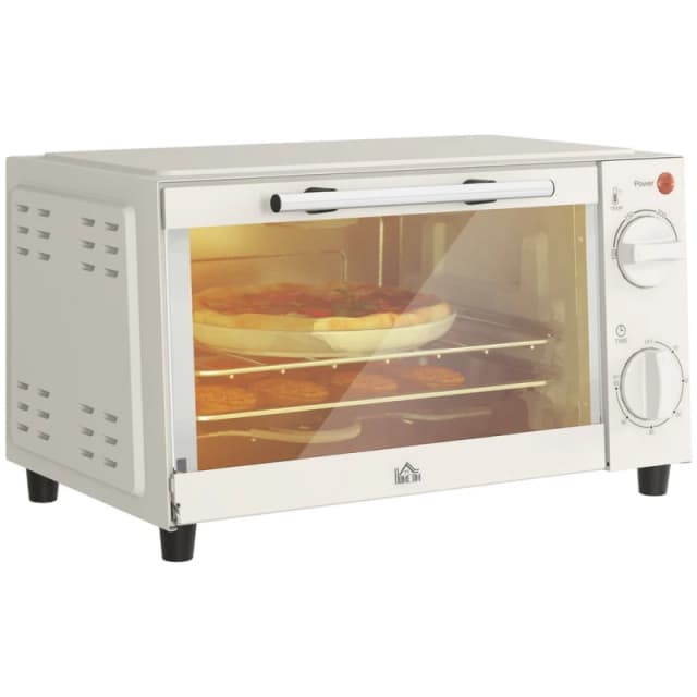 HOMCOM Homcom - Mini Oven 9L Countertop Electric Grill w/ Temp Timer Control 750W Cream - Cream 5056725524029