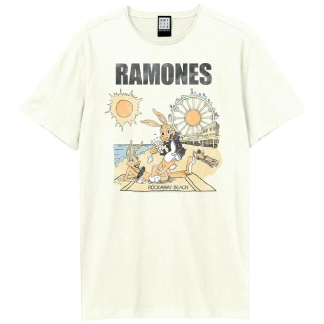 Amplified Amplified Men Rockaway Beach Ramones T-Shirt in White Size: X-Small White XS Male 5063527410139