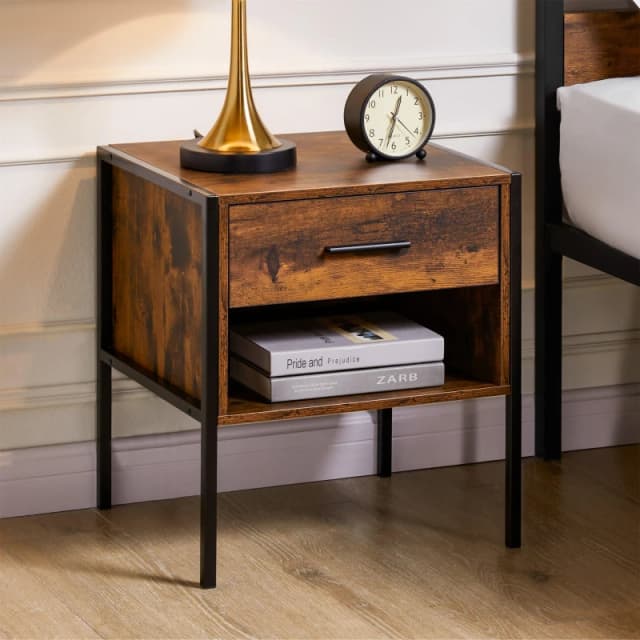 Lassic Vida Designs Brooklyn 1 Drawer Bedside Cabinet Dark Wood unisex 1 Drawer
