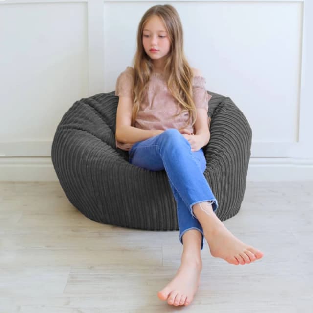 rucomfy Beanbags rucomfy Indoor Classic Kids Bean Bag Chair - Jumbo Cord Slouchbag in Grey Grey Unisex