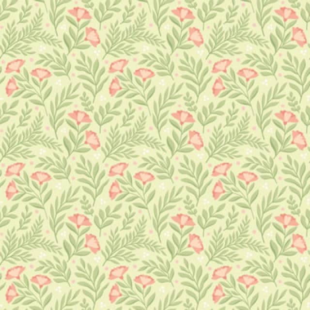 Hoopla Walls Petite Posy Apricot & Fern Smooth Matt Wallpaper