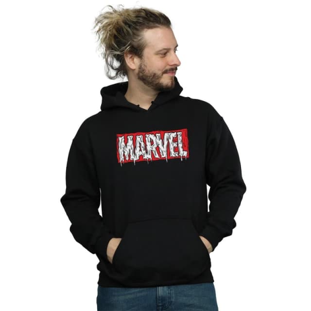 Marvel Marvel Men Drip Logo Hoodie in Black Size: Small Black S Male 5059400908589