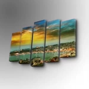 5PUC-090 Multicolor Decorative Canvas Painting (5 Pieces)