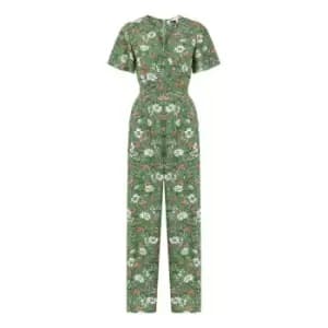 Yumi Green Daisy Jumpsuit With Angel Sleeves - Green