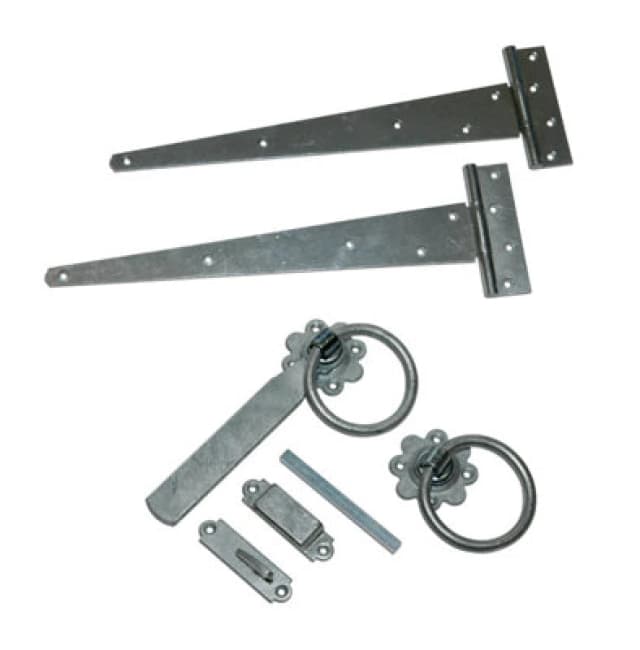 Burbage Iron Craft 18" Carlton Single Gate Fittings, T - Hinge, Latch - Galvanised