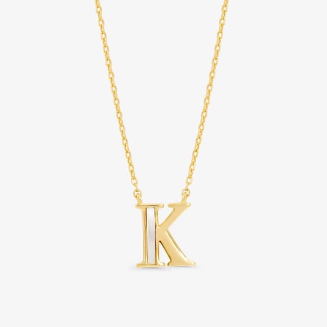 Inicio Womens 14K Real Gold Plated & Mother of Pearl Initial Pendant - K Gold Female One Size