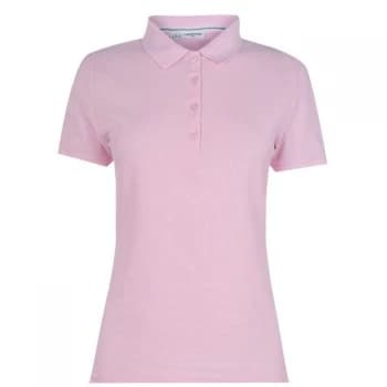 Calvin Klein Golf Sleeve Cotton Polo Shirt Ladies - Pale Pink