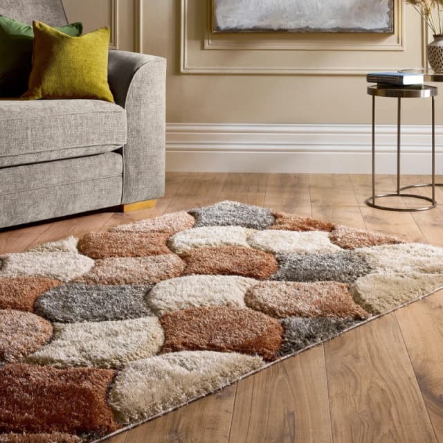 Origins 3D Scallop Ox Red Terracotta Shaggy Rugs 80cmx150cm Brown 72829390080