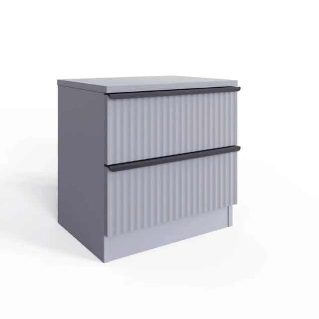 FWStyle FWStyle 2 Drawer Bedside Table Chest Dark Matt Grey Ripple Effect Grey One Size Unisex 5056413129314