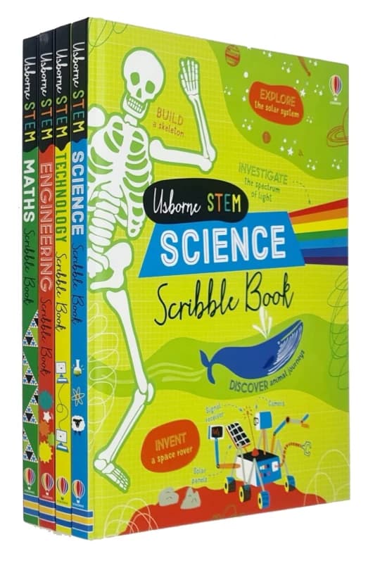 Usborne Stem Series 4 Book Collection Science Engineering Technology Maths Scribble Books Usborne Books