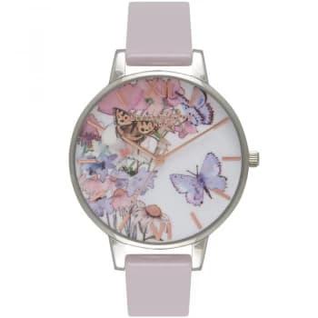 Painterly Prints Floral Silver & Grey Lilac Watch