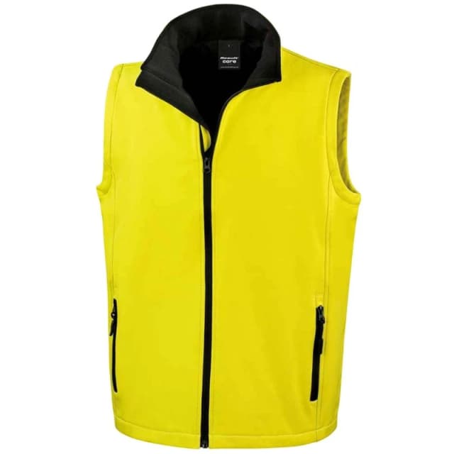 Result Result Men Core Printable Soft Shell Bodywarmer in Yellow Size: Small Yellow S Male 5063527335463