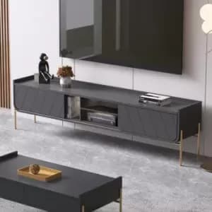 Dark Grey TV Unit with Storage - TVs up to 70 - Olis