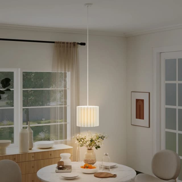 HOMCOM Linen Pendant Light, E27 Lampshade for Living Room, Bedroom, White B31-522V70CW